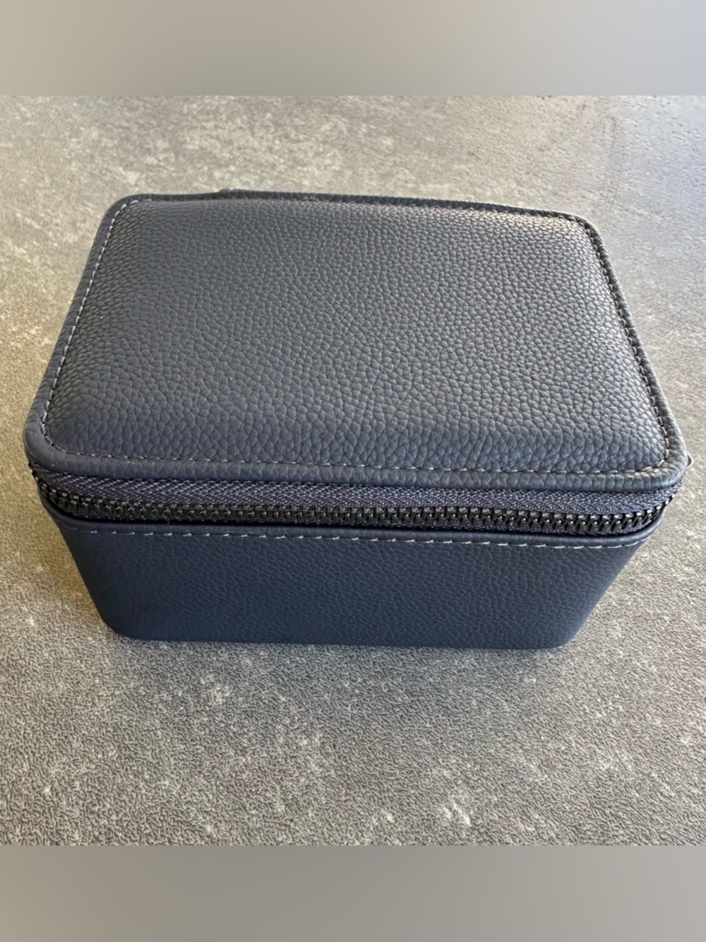 Stackers Zippered Watch & Jewelry Travel Case Navy Blue Vegan Leather Organizer